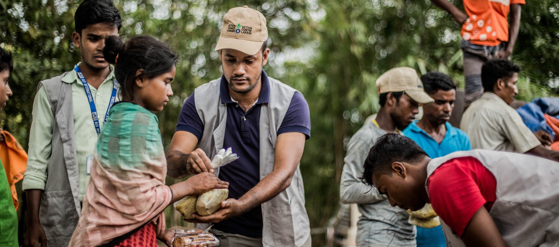 An emergency food distribution for Rohingya refugees in Cox's Bazar, Bangladesh.
