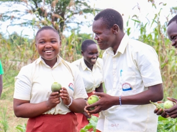 Patience and her fellow club members grow produce in the school garden.