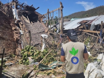 Heavy damage and destroyed houses in Liberty Barangay.