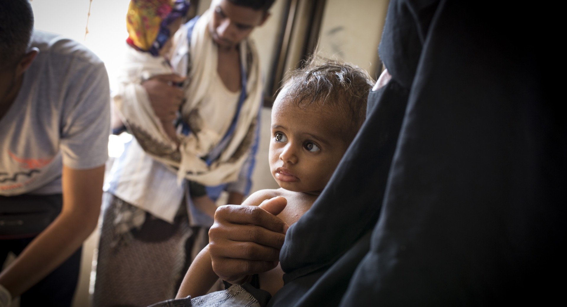 A child is treated at one of Action Against Hunger's health clinics in Yemen.