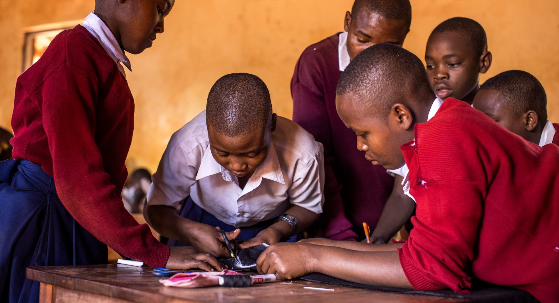Students make menstrural pads at school in Tanzania