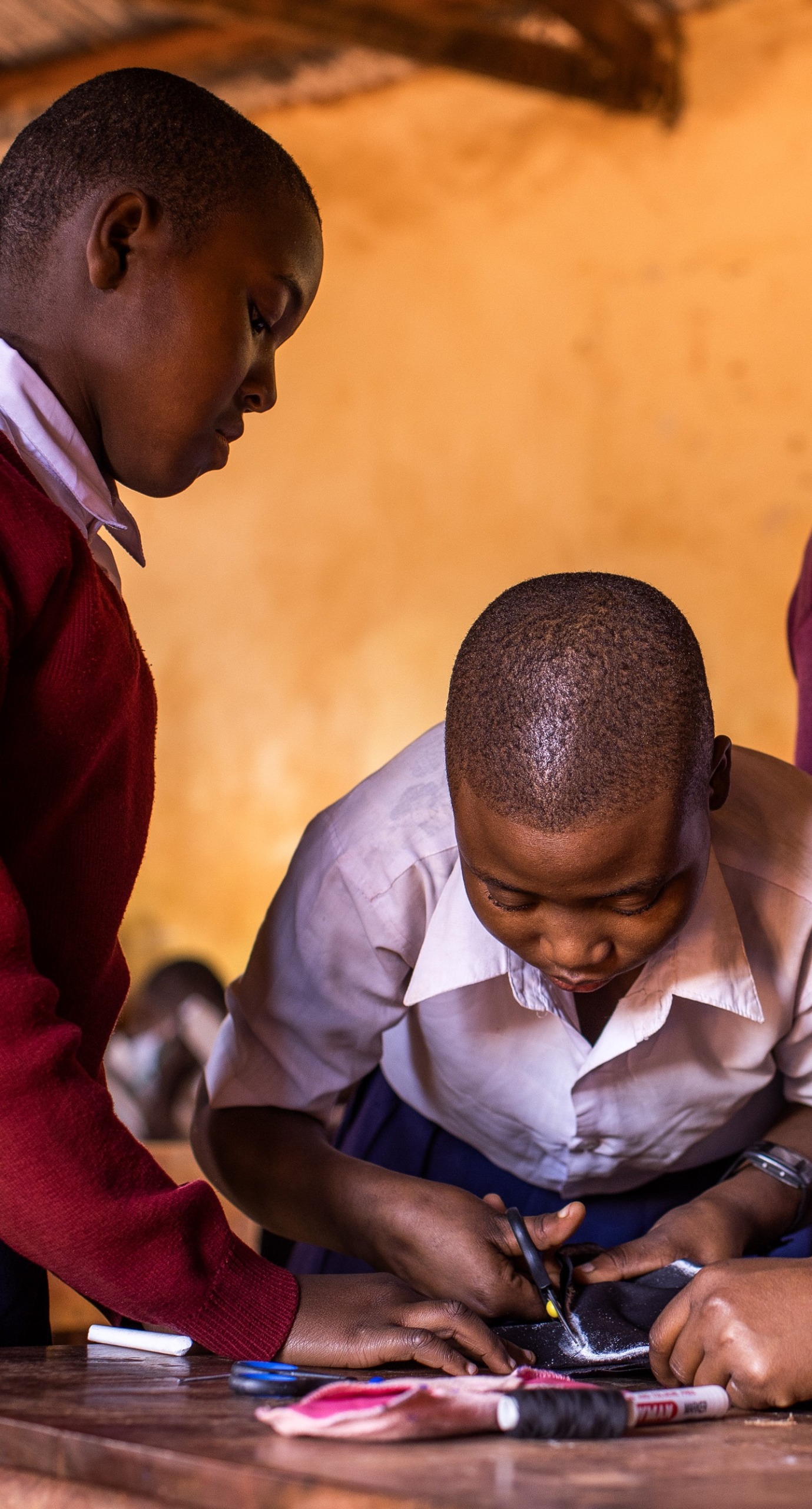 Students make menstrural pads at school in Tanzania