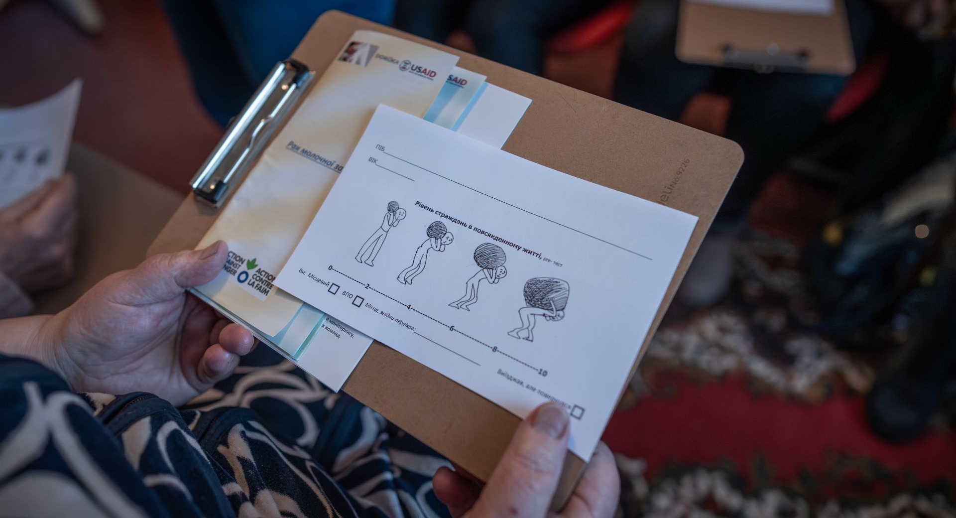 Psychological group session by ACF mobile unit in the local clinic in Kurmany village, Sumy region, Ukraine