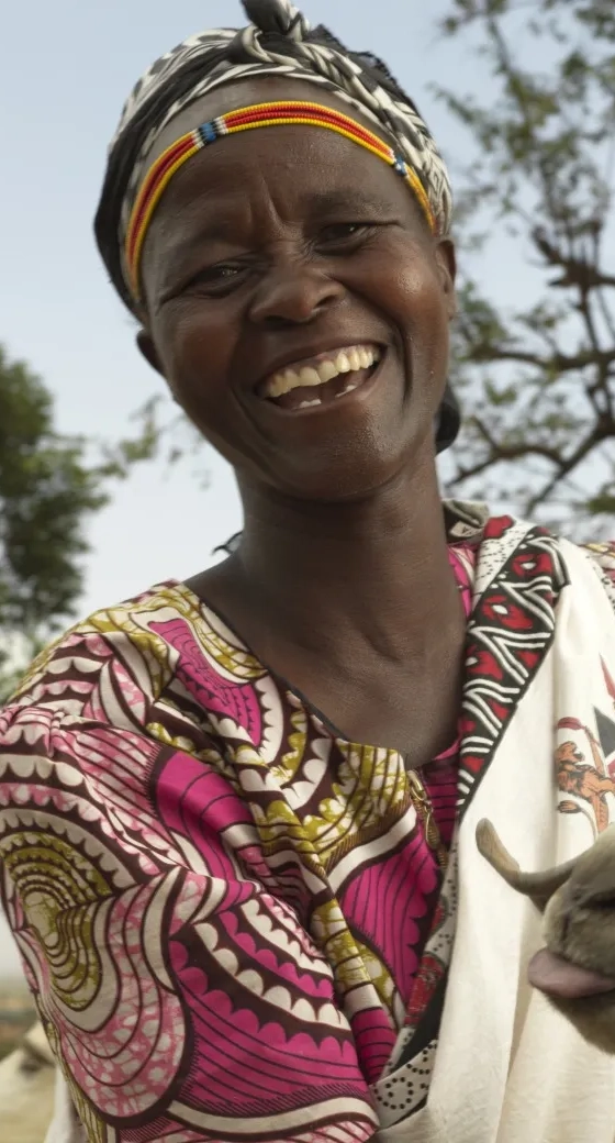 Rosalyne Chepochkok, 35 rears goats in Kapkitony, West Pokot County, Kenya with the help of an Action Against Hunger loan.